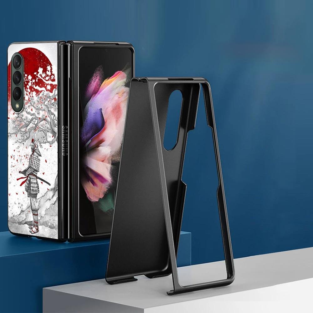 Zfold4 Art Japanese Samurai Case For Samsung Galaxy Z Fold3 5G Hard Slim Cover Ultra-thin For Galaxy Z Fold 3 Phone Shell