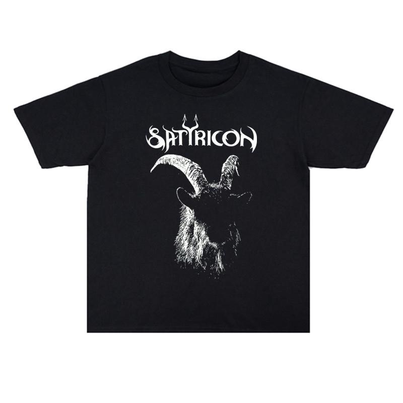 2025 Summer Black Metal Satyricon Printed Cotton Loose Men's and Women's T-shirt High Quality Short Sleeve Tee
