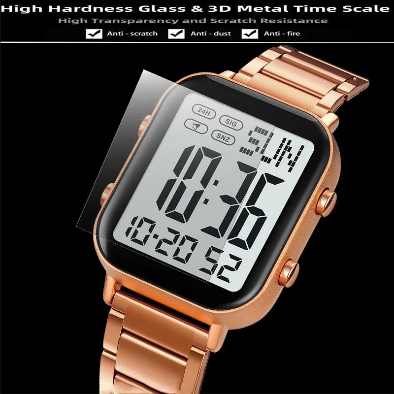 Digital Watch for Men Waterproof Sport Electronic Wristwatch EL Display Stainless Steel Watches