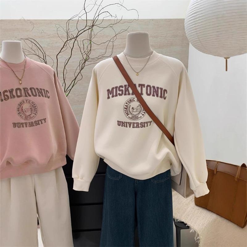 Sweatshirt für Damen Baumwolle Oversize Fleece Verdickt Locker Halber Rollkragen Lässig Pullover Langarm Winter Sweatshirt Top