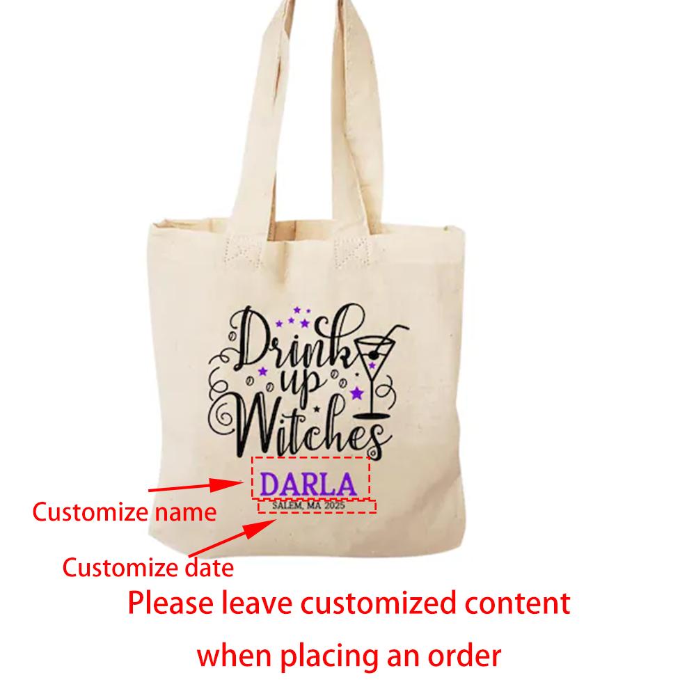 Drink Up Witches Tote Bag Halloween Decor Bachelorette Party Favor Trick or Treat Canvas Bag Witch Canvas Tote Treating Shopping