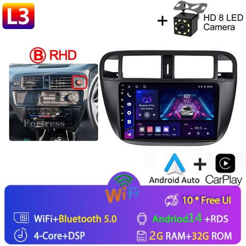 Android 14 Carplay Auto For Honda Civic 1996 1997 1998 1999 2000 2001 Multimedia Car Radio Player 4G Stereo 2 Din Tape Recorder