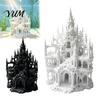 Ornament Castel pentru Acvariu, Ascunzătoare Gotica, Peșteră Ascunzătoare Betta Imprimată 3D, Ornament Peisagistic din Rășină Gratuită pentru Acvariu, Adăpost Decorativ din Corali pentru