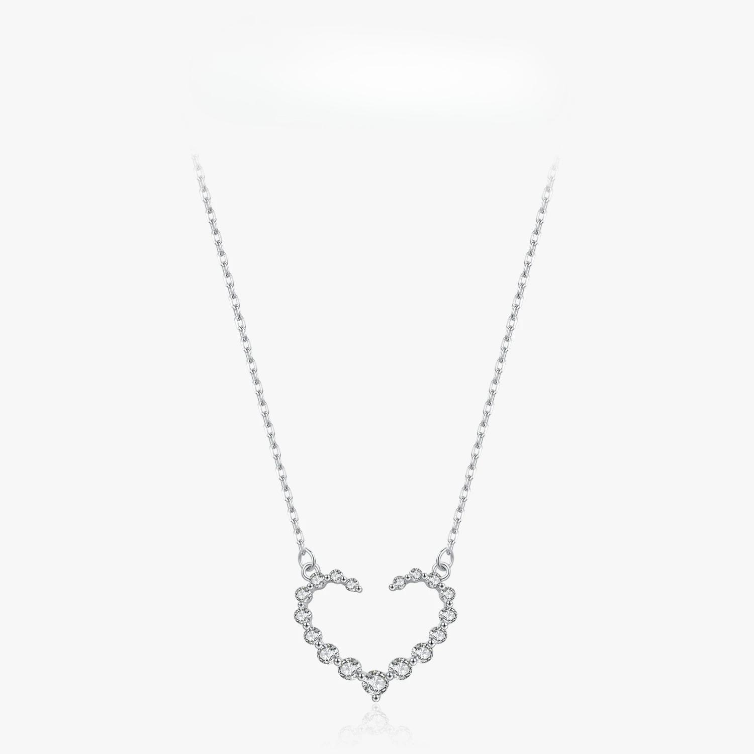 

Ailmay Real Sterling Silver Romantic Heart Cubic Zirconia Pendant Necklace for Women Fine Jewelry Girl Christmas Gifts серебряный
