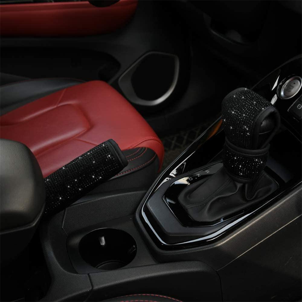 Black Diamond Crystal Car Gear Shift Cover Rhinestone Auto Shifter Hand Brake Cover Bling Car Interior Accessories Decorate