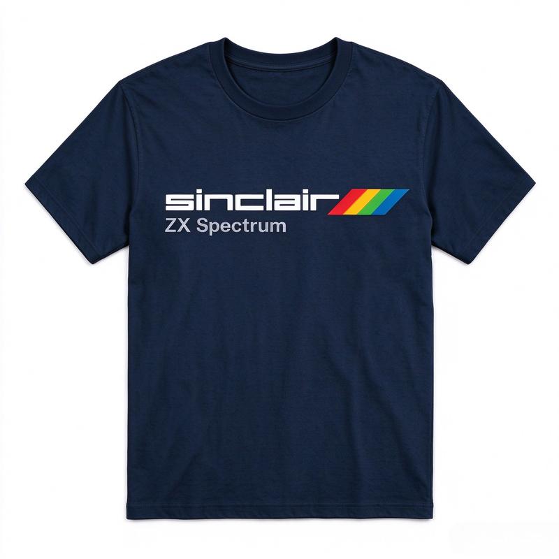 Koszulka Vintage Komputer Zx Spectrum Retro Sinclair Nadruk Paskowany Tęczowy Krótki Rękaw Casualowa Koszulka Dla Unisex Geeka Gier Prezent Y2k Top