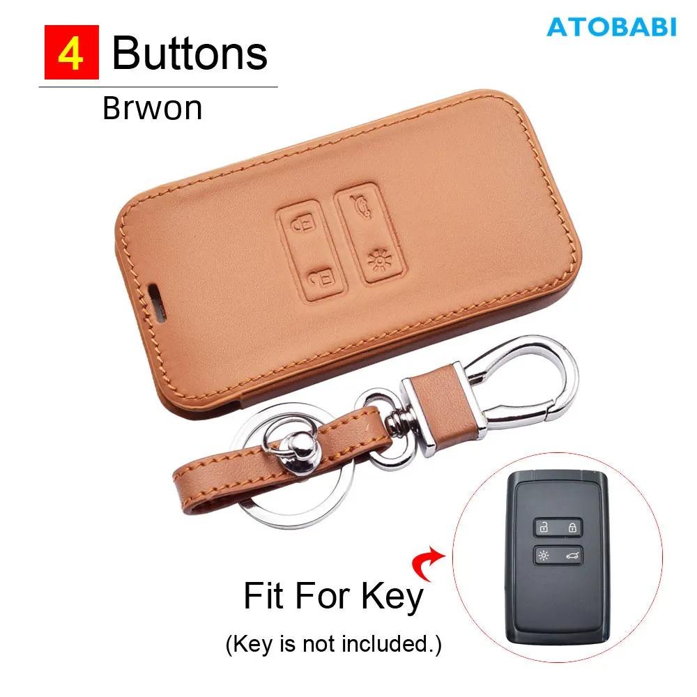 Leather Car Key Cover Bag for Renault Captur Megane Clio Dacia Duster Sandero Stepway Remote Fob Shell Case