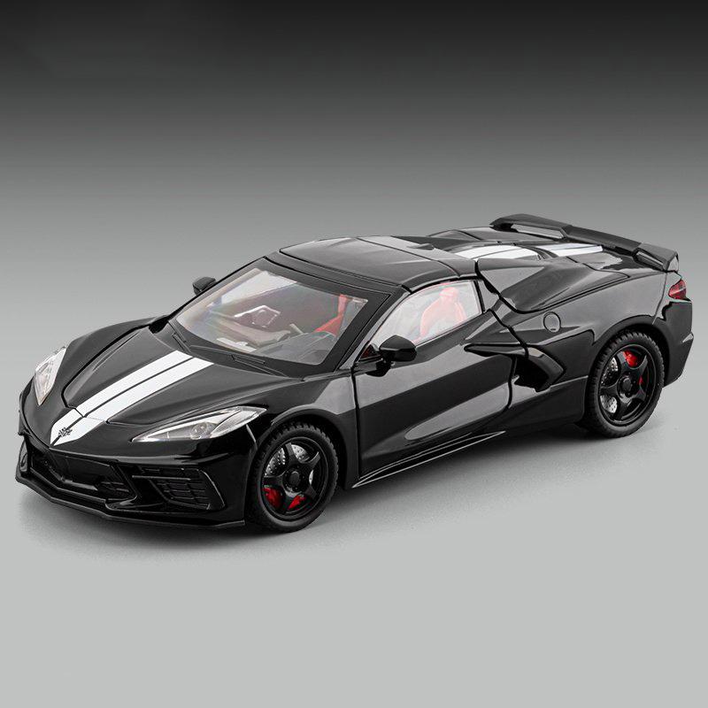 

1:24 Corvette C8 R Alloy Sports Car Model Diecast Metal Track Racing Vehicles Car Model Simulation Sound and Light Kids Toy Gift чёрный
