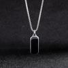 Pánský černý geometrický obdélníkový náhrdelník s přívěskem - Nerezová ocel, Evropský a americký styl