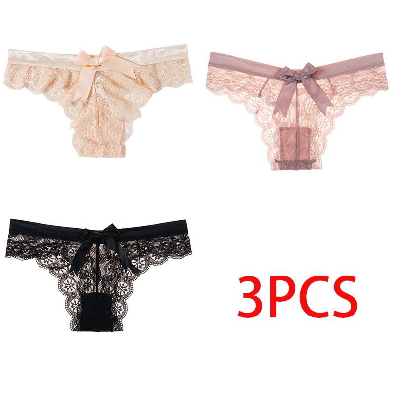 Sexy Lace Thongs Kvinner Tilbake Søt Sløyfe Truser Sømløse Bikinier Dame Undertøy