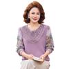Elegant Floral Lace Long-Sleeve Top for Mid-Aged Women