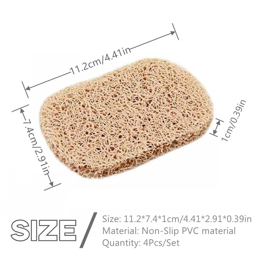 4Pcs/Set PVC Soap Saver Drain Soap Pad Environmental Protection Mildew Proof Soap Holder for Kitchen Portable Bathroom Soap Dish