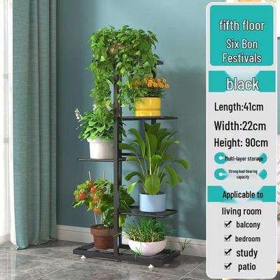 Europäischer Stil 5-stufiger Faltbarer Blumenständer aus Eisenkunst