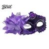Venetian Style Mask Half Face Masquerade for Women Mesh Flower Rhinestone Mask Costumes Accessory Halloween Carnival Prom Ball Party