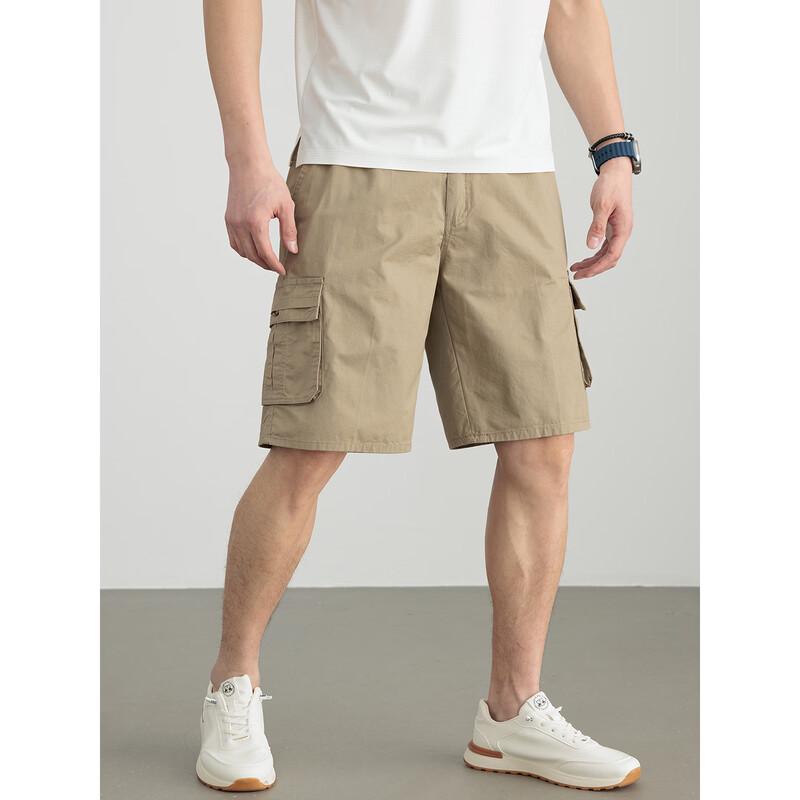 Hengyuanxiang Men's Pure Cotton Loose Cargo Shorts