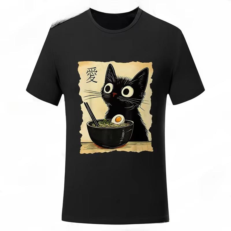 Graphic Tee Japanese Kawaii Anime Cat T-Shirt Fashion T-shirts Short Sleeve Clothes Trend Casual Unisex Tshirts