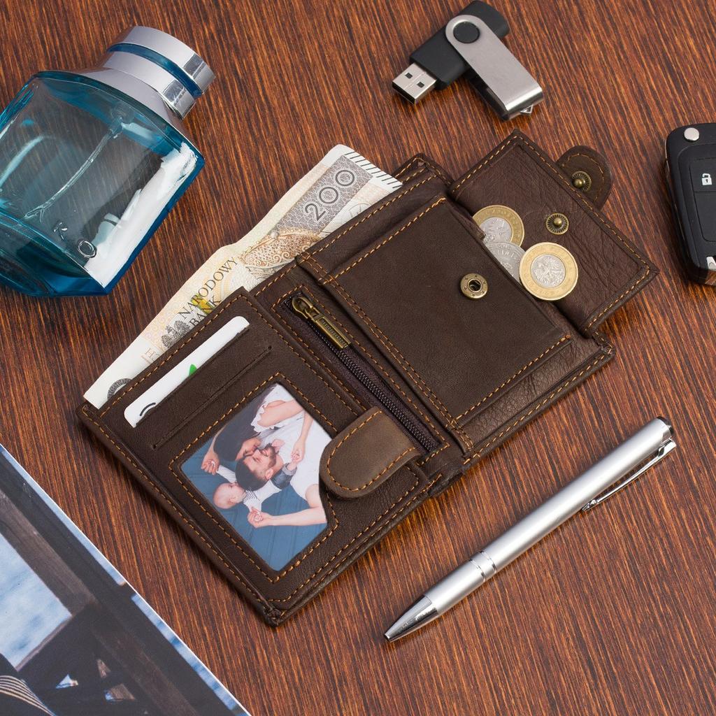 Portfel męski skórzany pionowy brązowy mały Beltimore RFiD L52