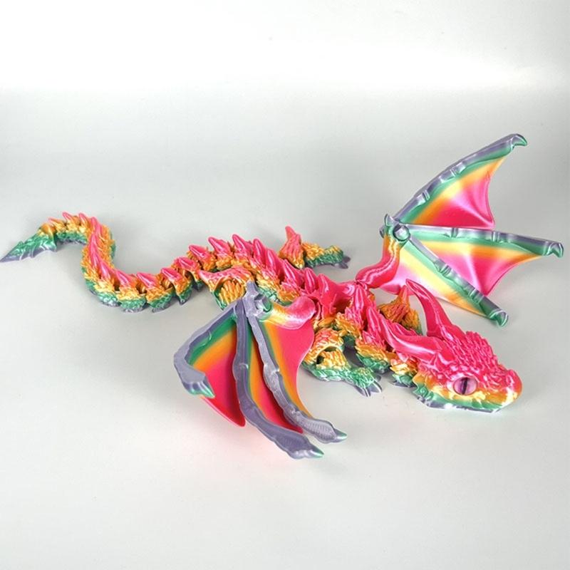Friendly Plastic Large Horn Dragon Figurine 3D Printed Safe Table Decoration Lightweight Art Piece for Kids Christmas Gift