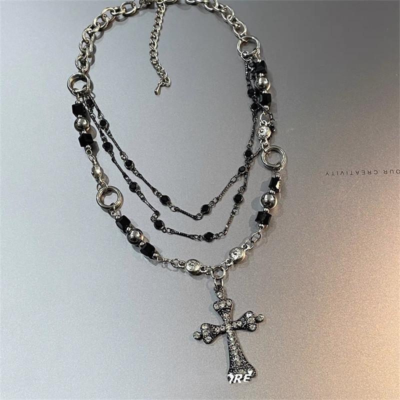 Gothic Cross Choker Necklace For Women With Geometric Pendant And Gold Finish