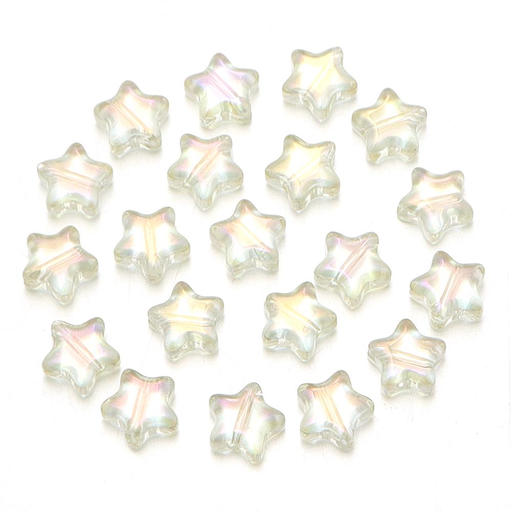 30pcs/lot 8mm Colored Electroplated Star Beads Loose Spacer Pentagram Glass Beads For DIY Bracelet Earrings Jewelry Accessories