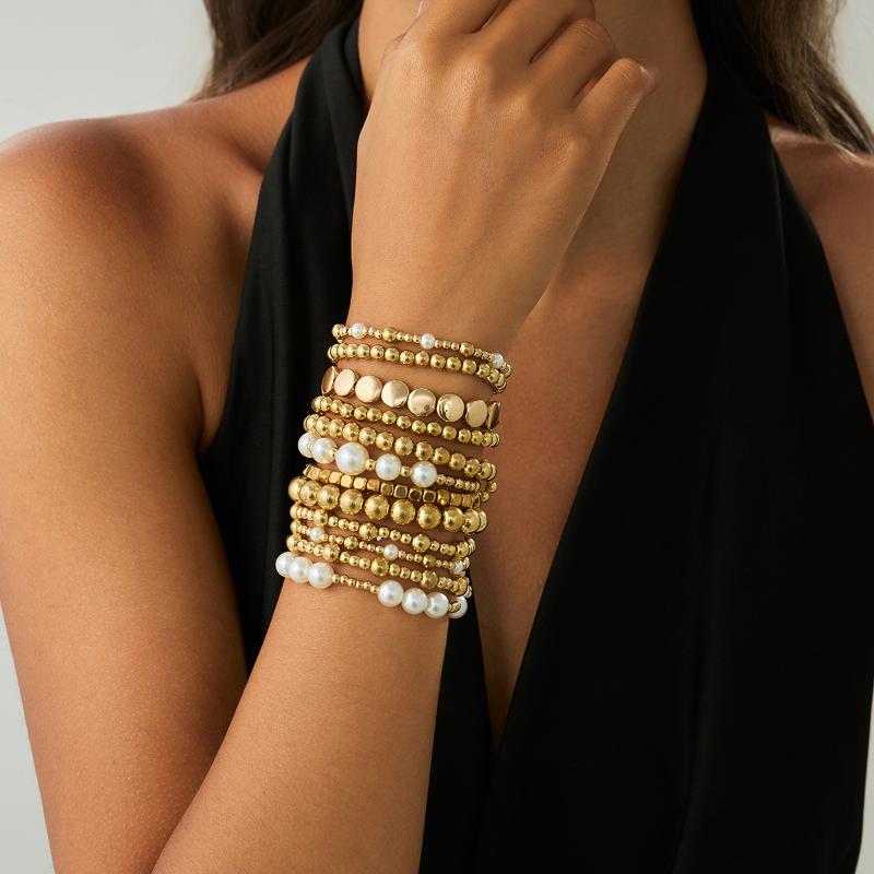 1Set Fashion Bracelets For Women New Vintage Irregular Beads Imitation Pearl Chain Jewelry Gift