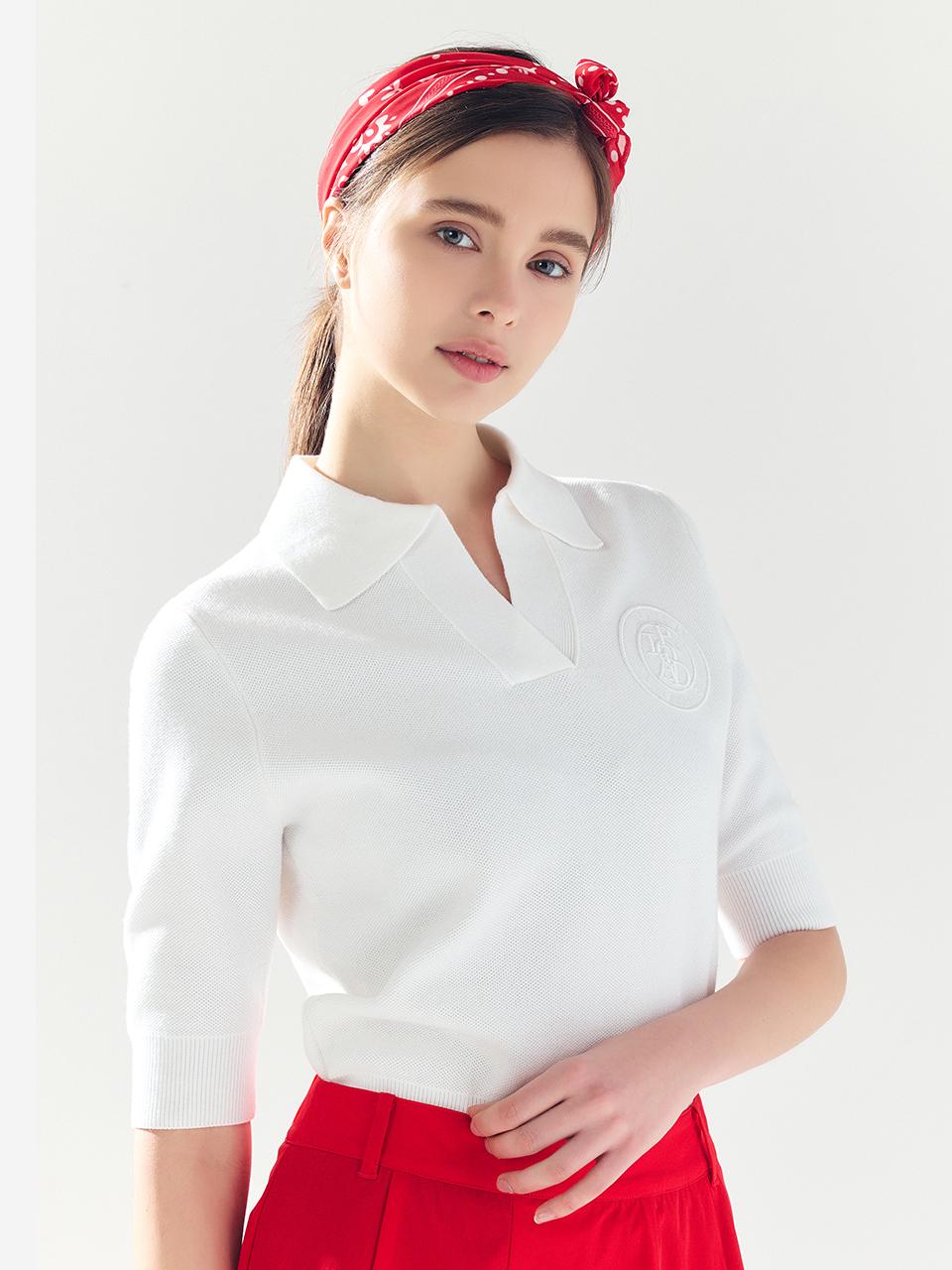 Signature Collar Knit White White/L