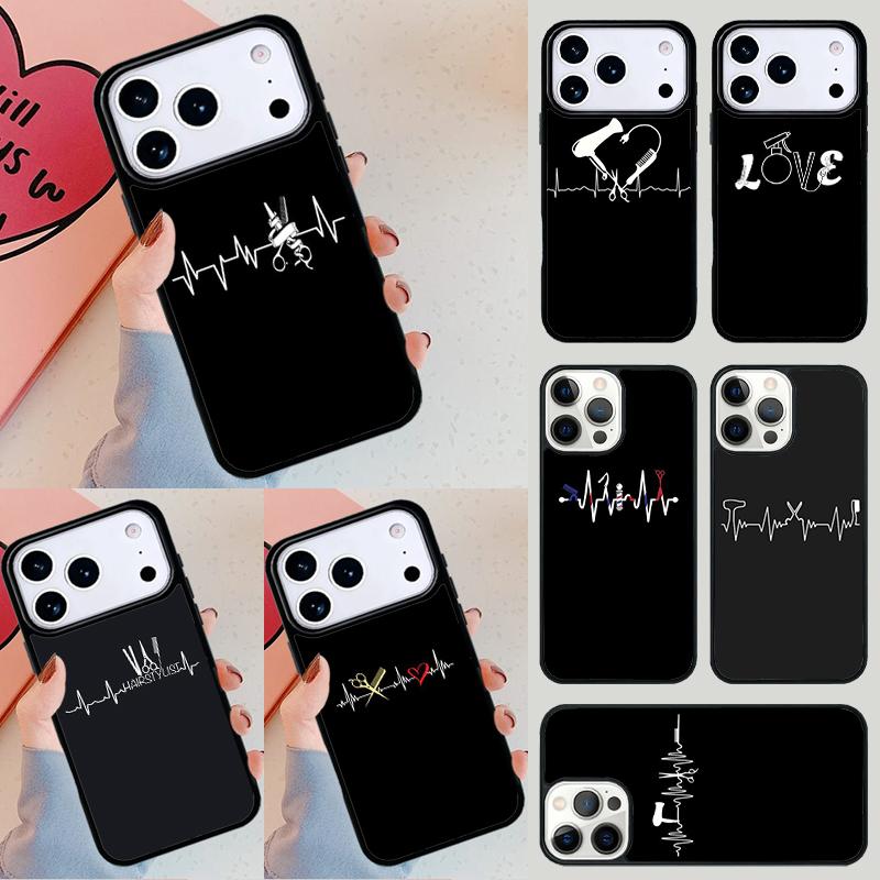 Heartbeat Hairstylist Funny Phone Case For iPhone 17 Air 14 15 13 12 Max Cover For Apple 14 15 16 16e 11 Pro Max Plus