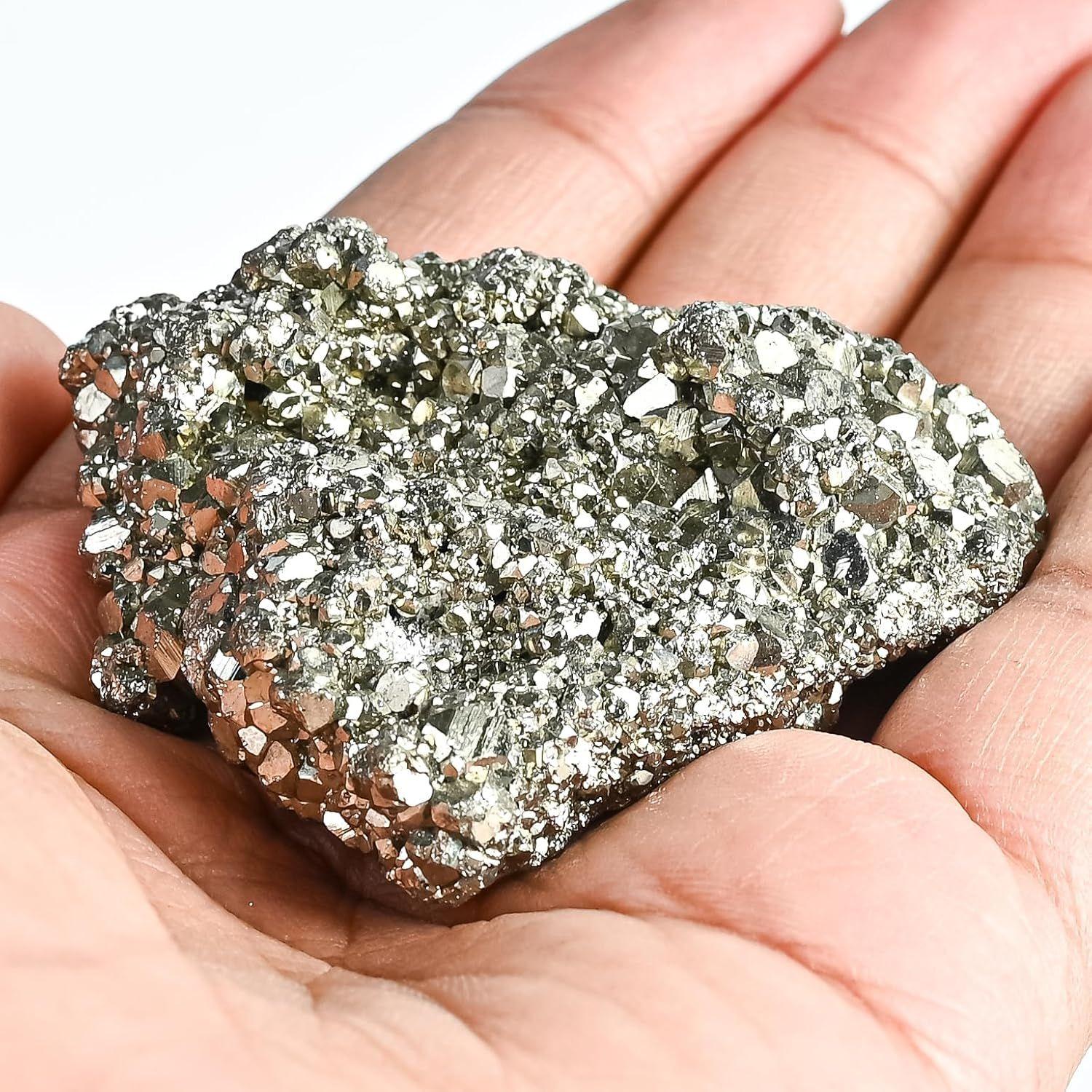 

Пирит Натуральный Камень - от 40 до 80 Граммов, Мощный Кристалл для Манифестации, Исцеления Энергии и Богатства - Натуральный и Аутентичный Образец Минерала