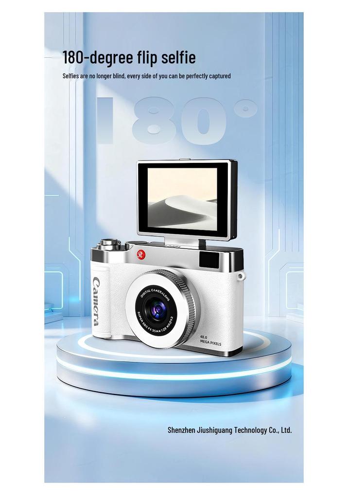 Retro Dual Camera with Flip Screen: HD Digital CCD Student Camera with Beauty Filters for Photos and Videos.