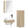 Bathroom Furniture Set 4 Pcs Sonoma Oak Engineered Wood and Glass