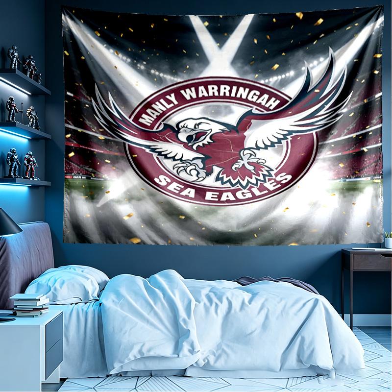 Manly Warringah Sea Eagles Print Tapestry, Lightweight Wall Hanging, for Bedroom, Dorm, Living Room, Home Art Decor, Birthday Christmas Gift for Frien