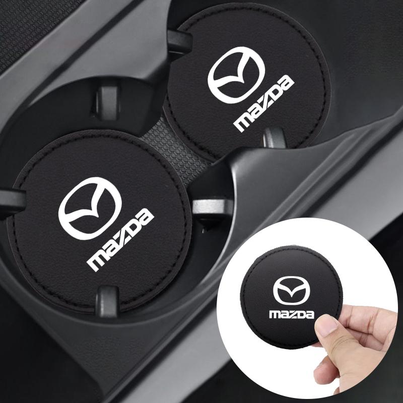 2025 Hot Car Interior Leather Coaster Water Cup Bottle Holder Anti-slip Pad Mat For Mazda 2 3 6 8 RX8 MX3 CX4 CX-5 CX-7 CX-9 CX-