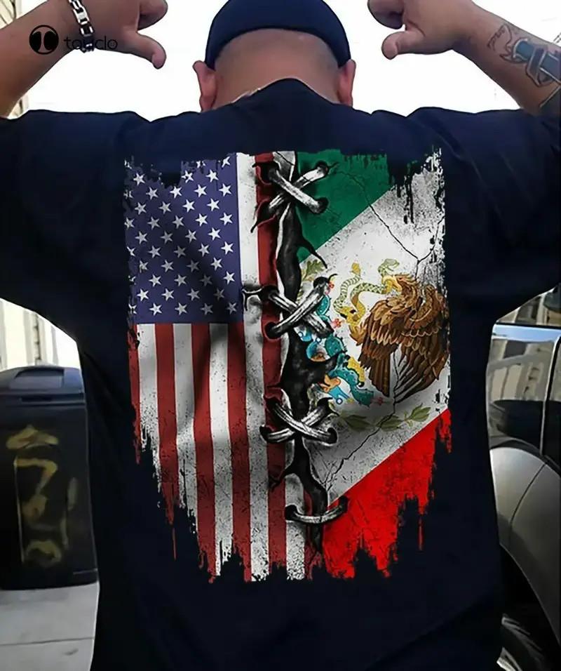American Mexican Flag T-Shirt Patriotic Mexico Graphic Tee S разноцветный