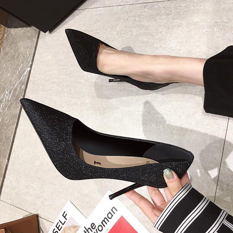 French Feminine Sexy Pointed Toe High Heels - Sequin Stiletto for Women, Spring & Autumn 2025 Collection