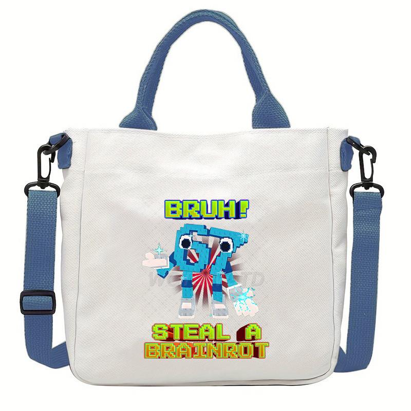 Steal a Brainrot 67 Printed Student Crossbody Bag Casual Canvas Shoulder Bags