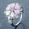 Hot Selling Light Pink Opal Stone Flower Shaped Ring for Mens Fashion Retro Ring Accessories