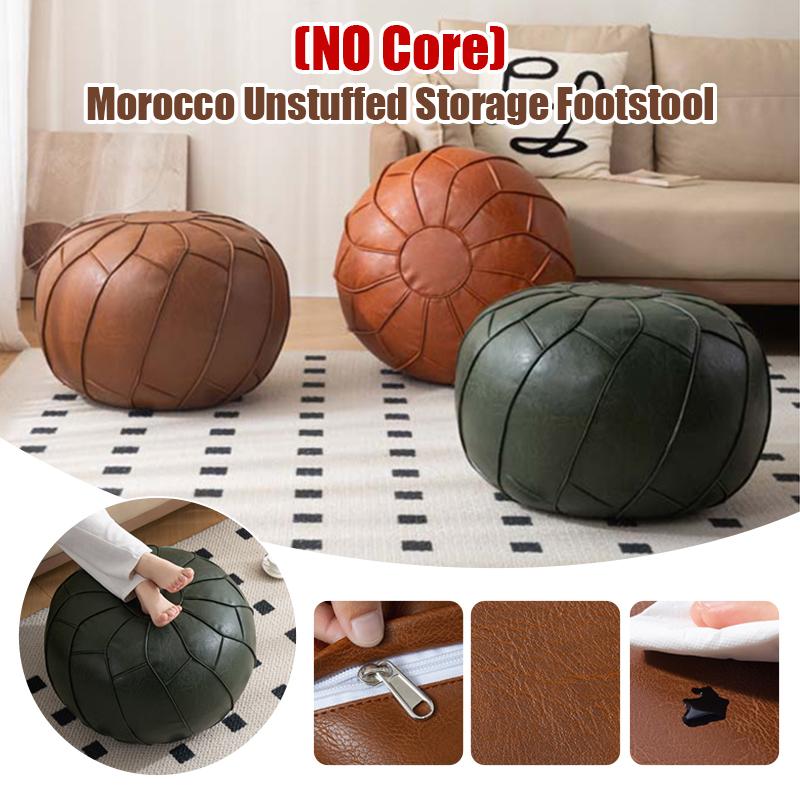 Unstuffed Cushion Cover PU Leather Ottoman Cover Storage Stool Pouf Cover Minimalist Nordic Style Moroccan Pouf Without Fillings