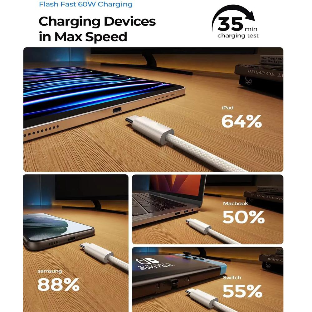 PD 60W Schnellladegerät 6A USB C auf Typ C Kabel Für iPhone 16 17 Pro MAX Schnellladung Für Samsung S24 Xiaomi Kabel