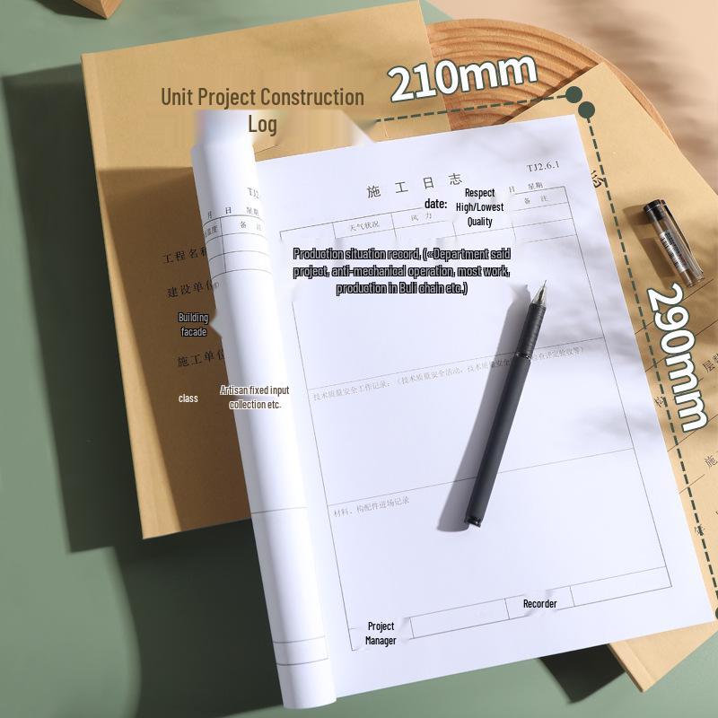 A4 Project Construction Log: 100-Page Double-Sided, 50 Sheets for Supervision and Worker Tracking