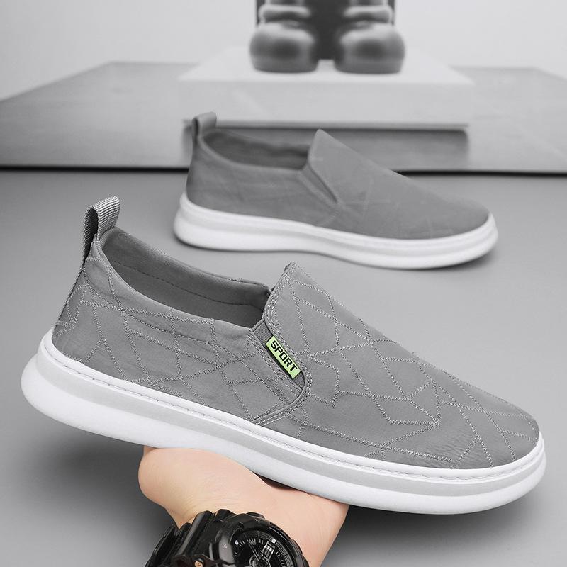 Canvas shoes men's summer breathable casual flat baseplate shoes versatile work shoes one pedal lazy old Beijing cloth shoes