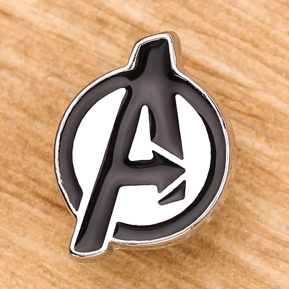 Disney Marvel Movie Avengers Logo Button Brooch Enamel Icon Badge Fashion Letter Alloy Lapel Pin For Backpack Accessories