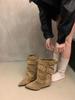 Design boots western belt buckle autumn and winter new trousers American fashion boots female pointed niche babes cloth