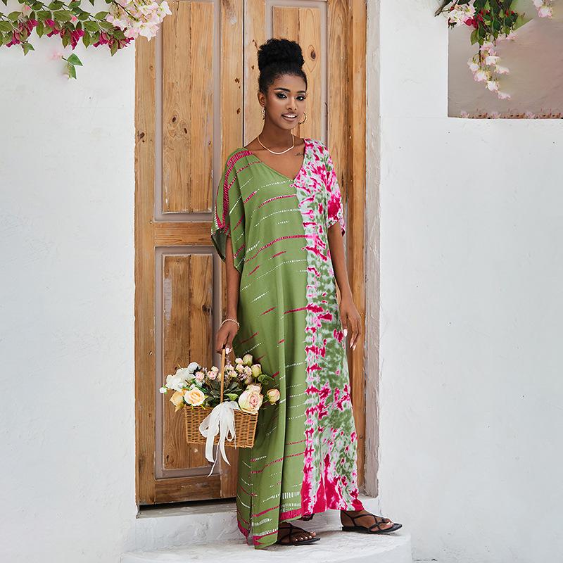 2023 Rayon V-Neck Beach Cover-Up Robe: European & American Style Vacation Swimsuit Sunscreen Shirt