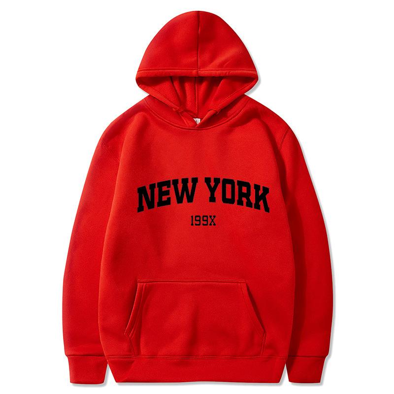 New York 199X Osobní Dopis Mikina s kapucí Pánská Móda Značka Dlouhý rukáv Neformální Pohodlné Tričko Sportovní Pánské Mikina s kapucí Top