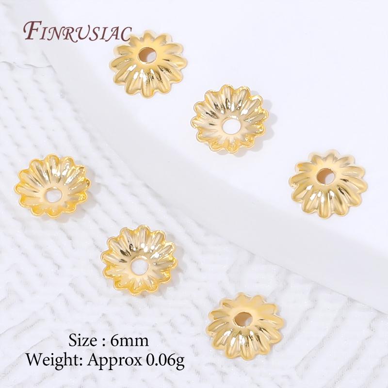 20/40Pcs 18K Gold Plated Brass Flower Bead Caps Corrugated Wavy Edge Bead End Caps For DIY Jewelry Making Findings