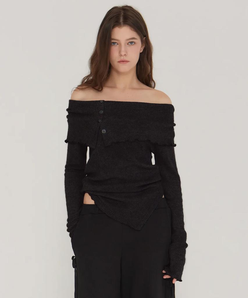 DEARSTALKER Kate Button Off-Shoulder T - 3 Color