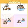 Charming Cartoon Animal Brooch Featuring Playful Cat In Bowl Fun Design For Accessories