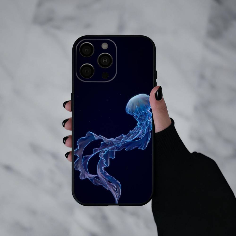 Pink Jellyfish Tear Phone Case For iPhone 17pro, 16,15,14,13,12,11 X XR Plus,Others Soft Black Cover