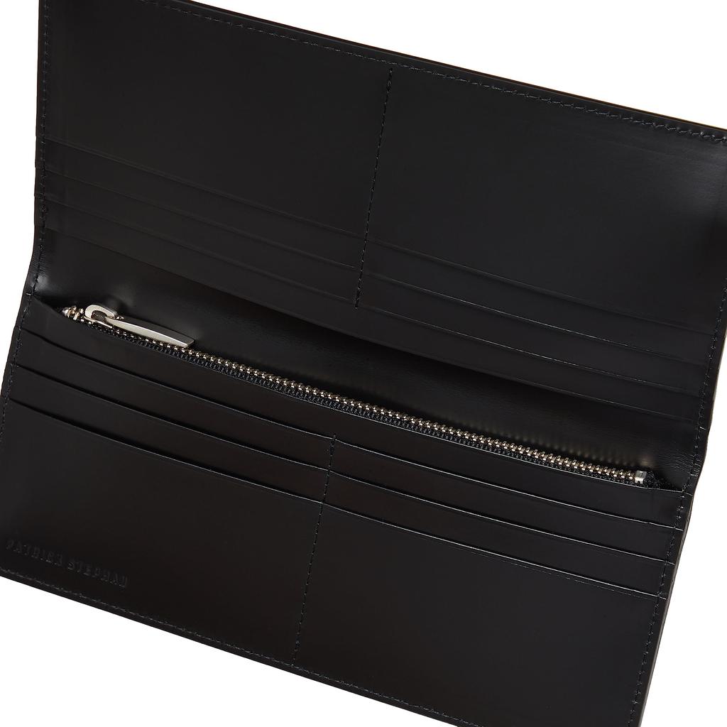 Patrick Stephan Brilliant Wallet, Unisex, Cowhide Leather, Glass Finish, Black, 224AWA20