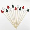 100Pcs Christmas Disposable Bamboo Skewers Food Picks Fruit Fork Party Cake Dessert Salad Sticks Toothpick Skewer